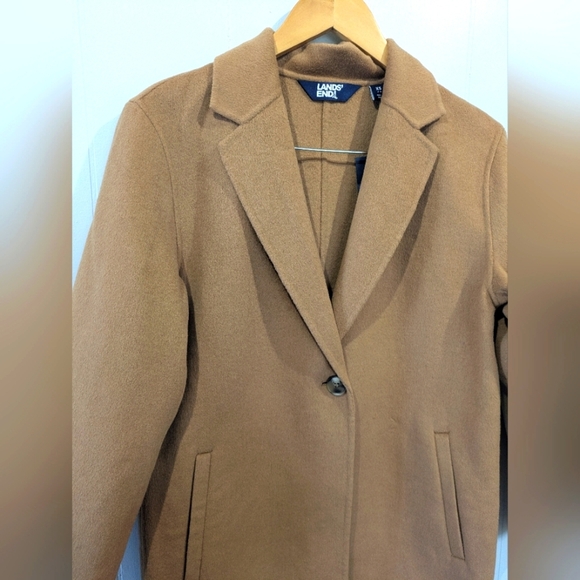 Lands’ End Wool Coat XS Camel Long Classic Winter Overcoat NWT - Picture 2 of 12